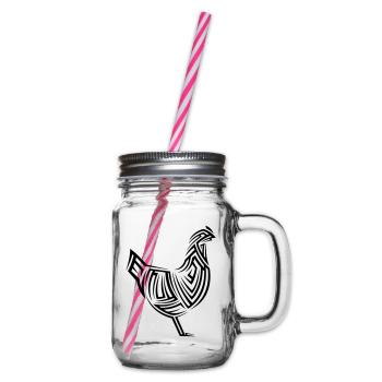 Chicken Tribal Tattoo - Glass jar with handle and screw cap - clear - Right