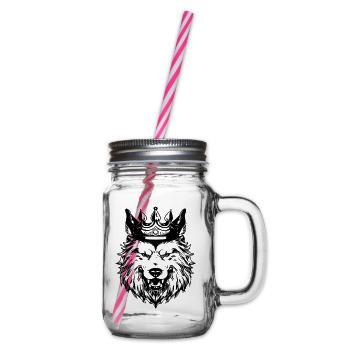 Wolf Krone Kopf König - Henkelglas mit Schraubdeckel - Klar - Rechts
