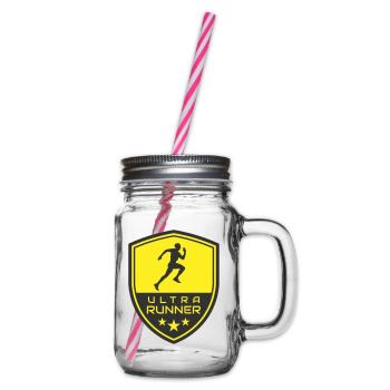 ULTRA RUNNER LOGO - Henkelglas mit Schraubdeckel - Klar - Rechts