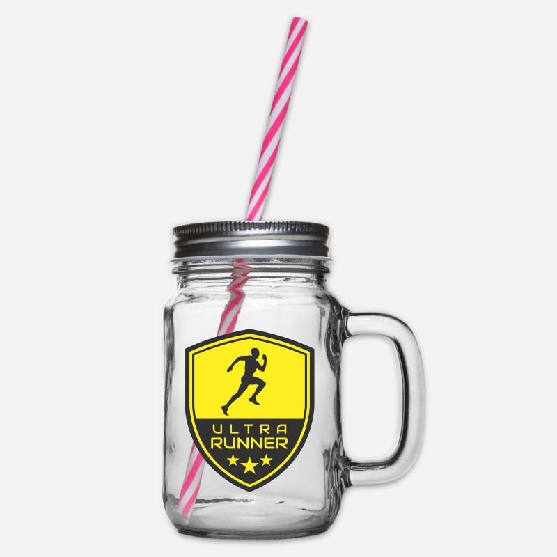 ULTRA RUNNER LOGO - Henkelglas mit Schraubdeckel - Klar