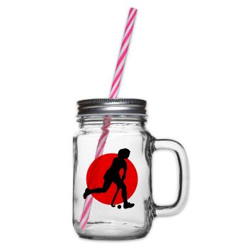 hockey_woman_b_2c - Henkelglas mit Schraubdeckel - Klar - Rechts