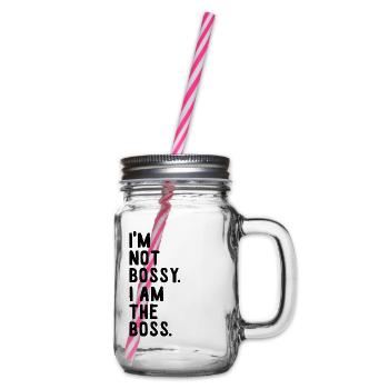 Boss boss funny cool work entrepreneurs startup - Glass jar with handle and screw cap - clear - Right