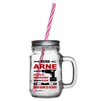 Name Geschenk Namenstag ARNE - Henkelglas mit Schraubdeckel - Klar - Rechts