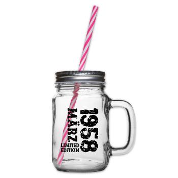 1958 März Limited Edition Geburtstag Geschenk - Henkelglas mit Schraubdeckel - Klar - Rechts