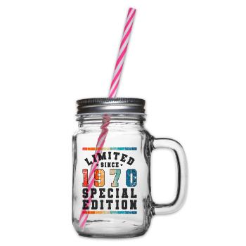 Limited Edition since 1970 Birthday Gift - Glass jar with handle and screw cap - clear - Right