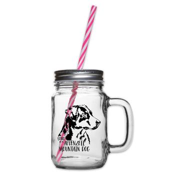 Loved by an Appenzell Mountain Dog Hunde Wilsigns - Henkelglas mit Schraubdeckel - Klar - Rechts