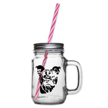 Old English Bulldog OEB canine dog Wilsigns - Glass jar with handle and screw cap - clear - Right