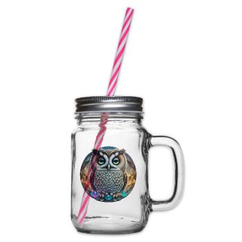 Owl - Glass jar with handle and screw cap - clear - Right