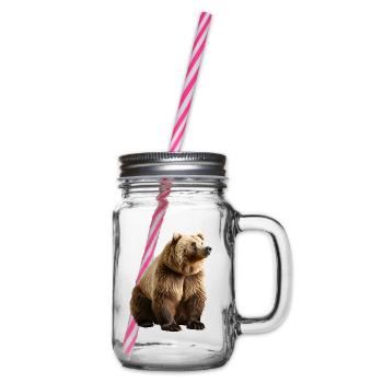 Brown bears are omnivores - Glass jar with handle and screw cap - clear - Right