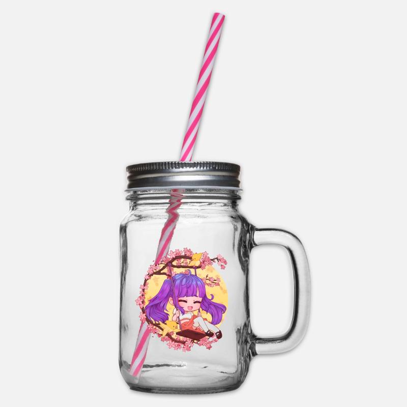 Fille chibi sur balancelle - Bocal à boisson - transparent