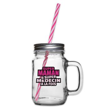super maman et super médecin à la fois - Bocal à boisson - transparent - Droite