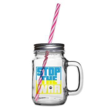 Colors can be changed | Stop the War | No war - Glass jar with handle and screw cap - clear - Right