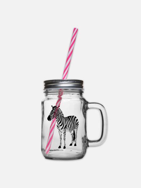 Zebra - Henkelglas mit Schraubdeckel - Klar