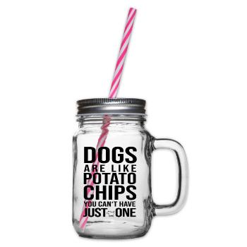 Hunde sind wie chips Hund Hündchen Hundefreund - Henkelglas mit Schraubdeckel - Klar - Rechts