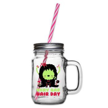 bad_hair_day - Henkelglas mit Schraubdeckel - Klar - Rechts