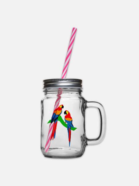 Papageie - Henkelglas mit Schraubdeckel - Klar