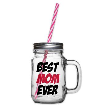Best Mom Ever - Glass jar with handle and screw cap - clear - Right