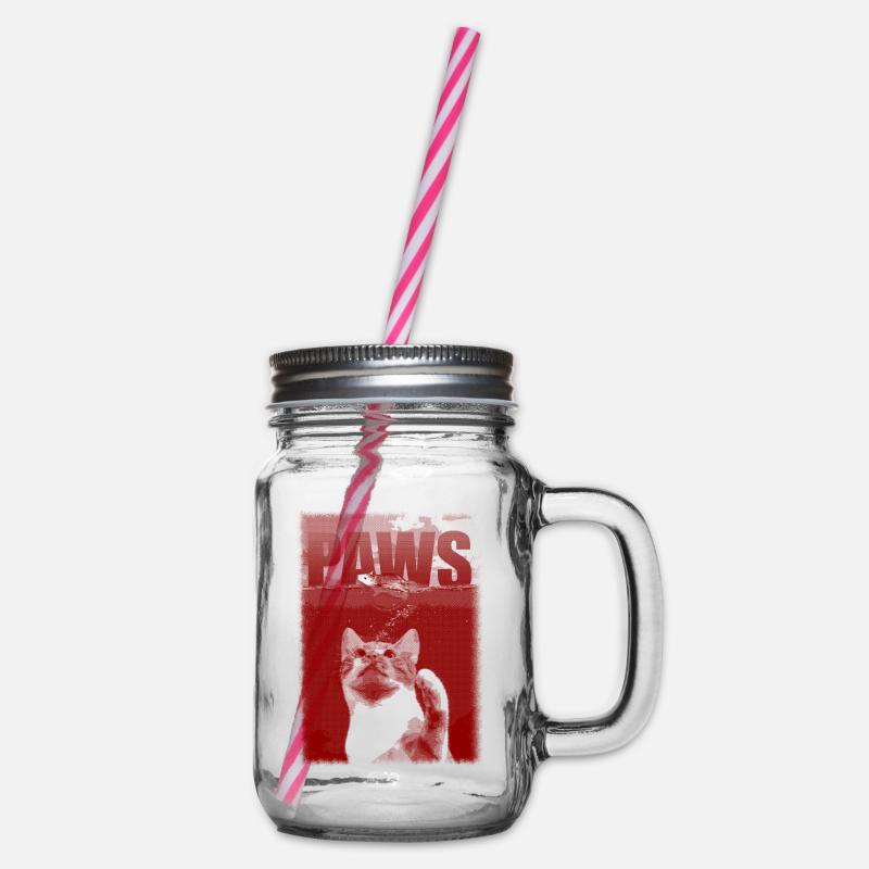 PAWS - Katze - Maus - JAWS - Henkelglas mit Schraubdeckel - Klar