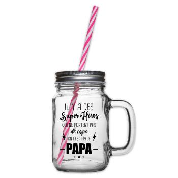 Super héro Papa : cadeau fête des pères - Bocal à boisson - transparent - Droite