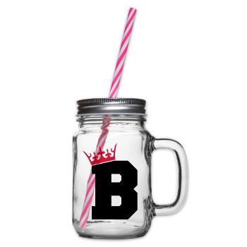 buchstabe_b_king_02 - Henkelglas mit Schraubdeckel - Klar - Rechts