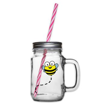 lustige_biene_02 - Glass jar with handle and screw cap - clear - Right