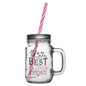 Meilleur entraîneur Meilleure Entraîneur au monde Idée de cadeau - Bocal à boisson - transparent - Droite