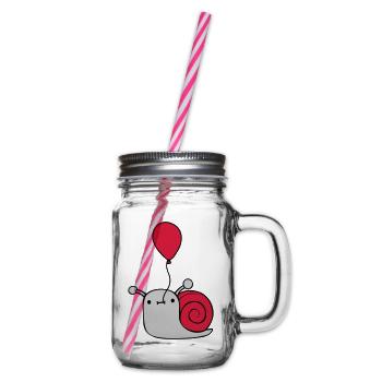 Cute balloon snail - Glass jar with handle and screw cap - clear - Right