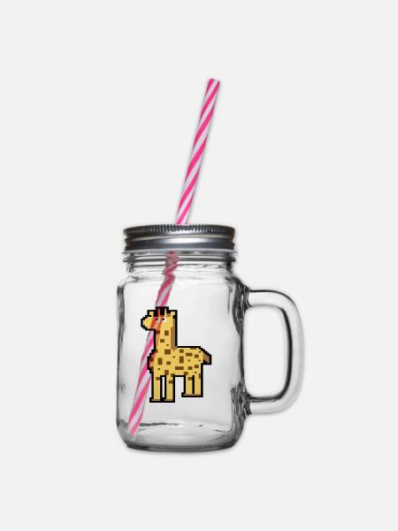 Giraffe 8bit - Henkelglas mit Schraubdeckel - Klar