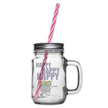 WHEELBARROWS HAPPY - Glass jar with handle and screw cap - clear - Right