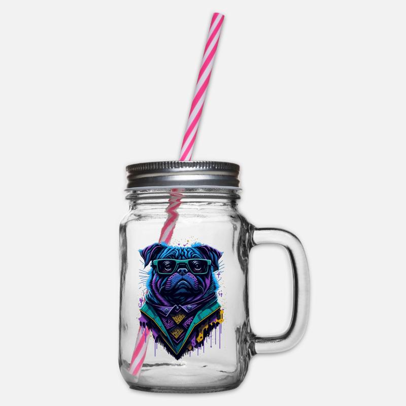 Graffiti Cyberpug - Henkelglas mit Schraubdeckel - Klar