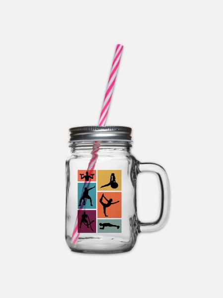 Fitness Übung Workout Fitnessstudio - Henkelglas mit Schraubdeckel - Klar