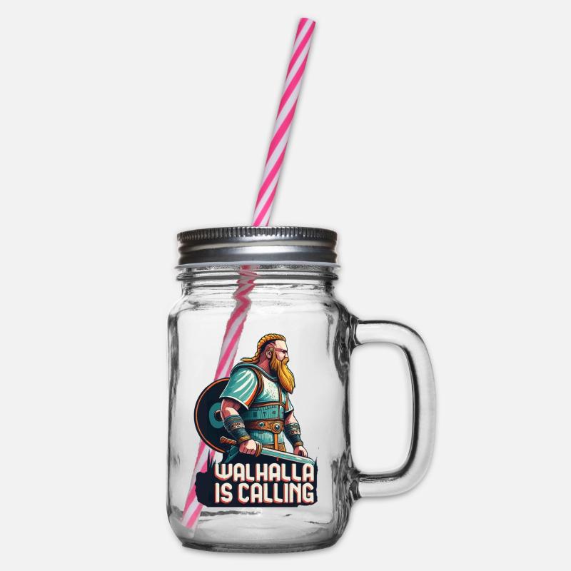 Valhalla is calling - Glass jar with handle and screw cap - clear