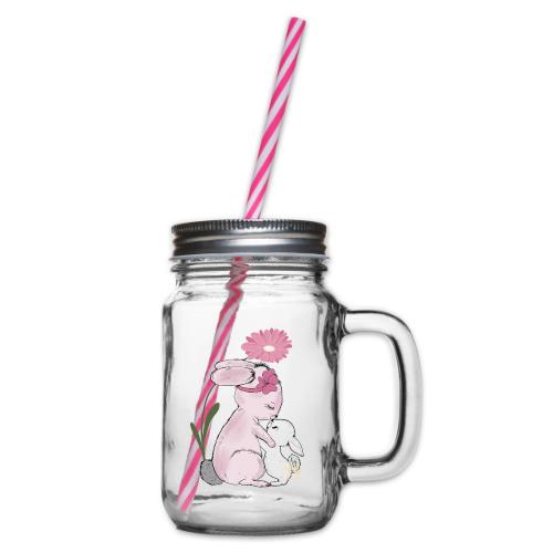 Süßes Hasendesign Mutter mit Kind - Boccale con coperchio avvitabile