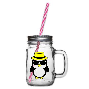 cool pinguin 02 - Henkelglas mit Schraubdeckel - Klar - Rechts