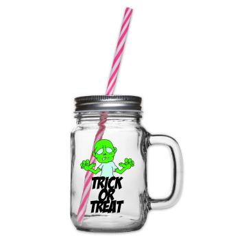 zombie trick or treat - Henkelglas mit Schraubdeckel - Klar - Rechts