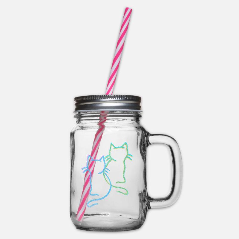Katzen Katze Kätzchen - Henkelglas mit Schraubdeckel - Klar