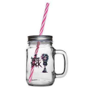 Rebellisches Gothic Girl – I Bite Back - Henkelglas mit Schraubdeckel - Klar - Rechts