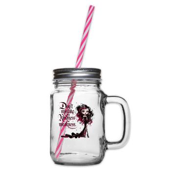 Strong, friendly and - Power Women - Glass jar with handle and screw cap - clear - Right