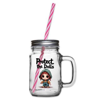 Protect the Dolls - Sweet Message - Glass jar with handle and screw cap - clear - Right