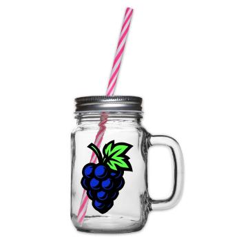 Grapes Symbol Grapes - Glass jar with handle and screw cap - clear - Right