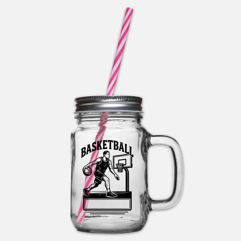 Basketteur - Nom prénom - Bocal à boisson - transparent