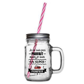Super Firefighter Fire Hero Fire Truck - Glass jar with handle and screw cap - clear - Right
