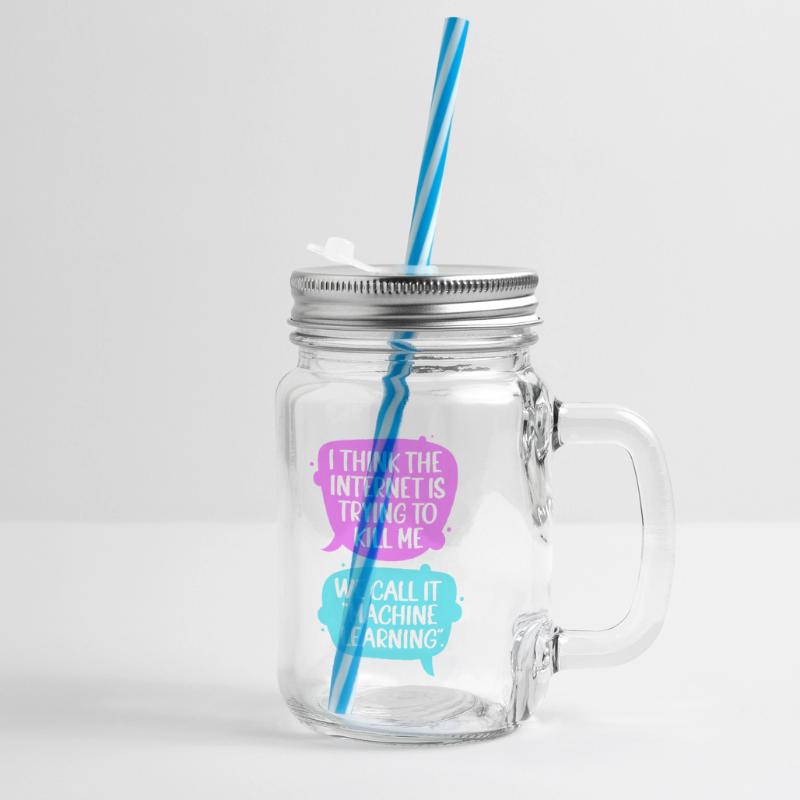 GPT Programmer Coder Glass jar with handle and screw cap