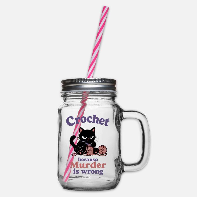 Crochet Because Murder Is Wrong - Henkelglas mit Schraubdeckel - Klar