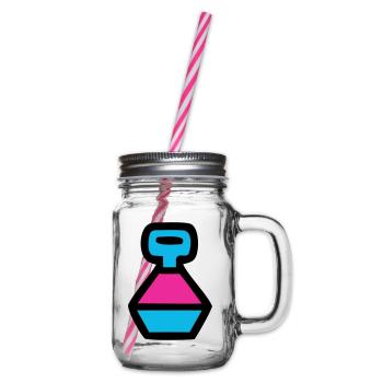 Retro Water Bottle 90s Pop Art - Glass jar with handle and screw cap - clear - Right