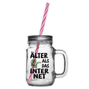 Älter als das Internet - Dino - Henkelglas mit Schraubdeckel - Klar - Rechts