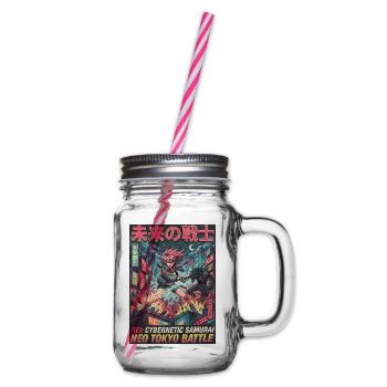 Neon-Tokyo Cyber-Samurai - Henkelglas mit Schraubdeckel - Klar - Rechts