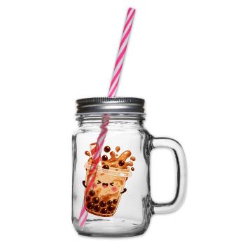 Kawaii Bubble Tea Becher - Henkelglas mit Schraubdeckel - Klar - Rechts