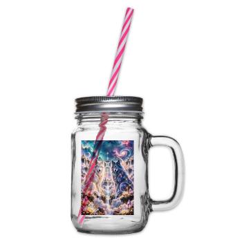 Kosmische Zwillingswölfe - Henkelglas mit Schraubdeckel - Klar - Rechts