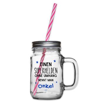 Onkel Superheld - Henkelglas mit Schraubdeckel - Klar - Rechts
